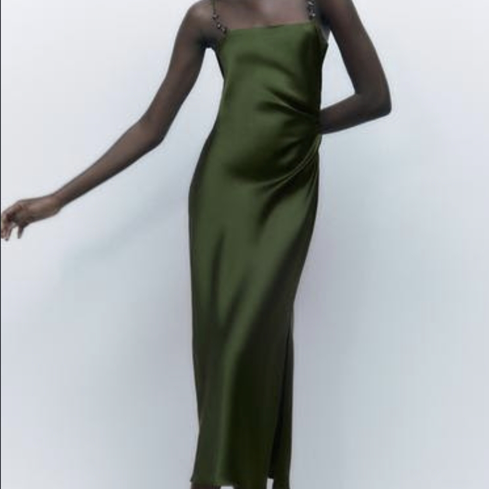 Elegant Green Satin Dress